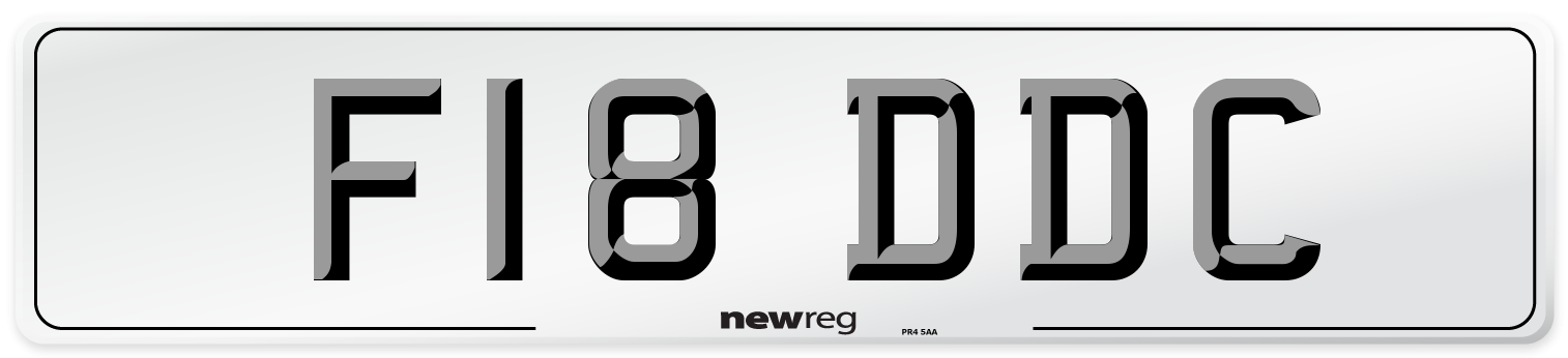 F18 DDC Number Plate from New Reg